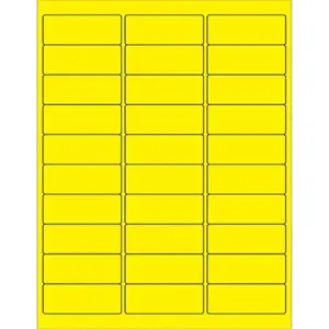 Box Partners LL173YE 2.63 x 1 in. Fluorescent Yellow Rectangle Laser Labels - Pack of 3000