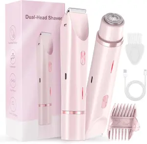 Women's Shaver, 2026 Upgrade Dual Head Shaver - 2-in-1 Electric Shaver for Legs, Armpits, Face & Bikini, Rechargeable, Facial & Bikini Trimmer for Women (Pink)