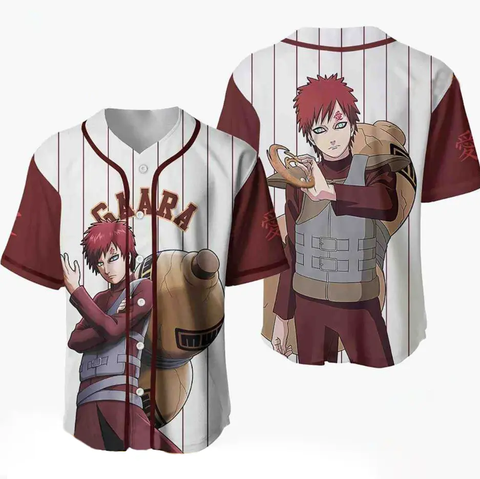 Personalized Gaara Anime Baseball Jersey Shirt, Baseball Jersey Shirt, Outdoor Sports, Sport Shirt, Dynamic And Comfortable