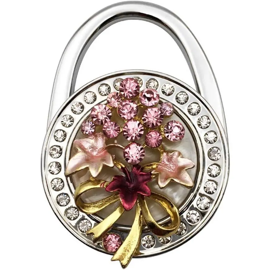Beautiful Grape Style  Foldable Handbag Bag Purse Hanger Table Hook Holder (Pink)