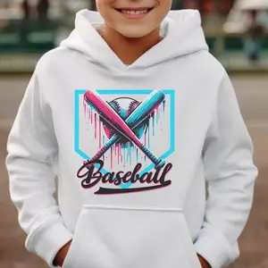Youth Baseball Drip Hooded with Front Pocket Youth Long Sleeve Pullover