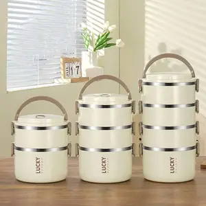 Large-Capacity, Multi-Layer Insulated, Lidded Round Lunch Box Is The Perfect Gift For Thanksgiving, Christmas, And Halloween, And Is Ideal For Commuting, School, And Outdoor Use.