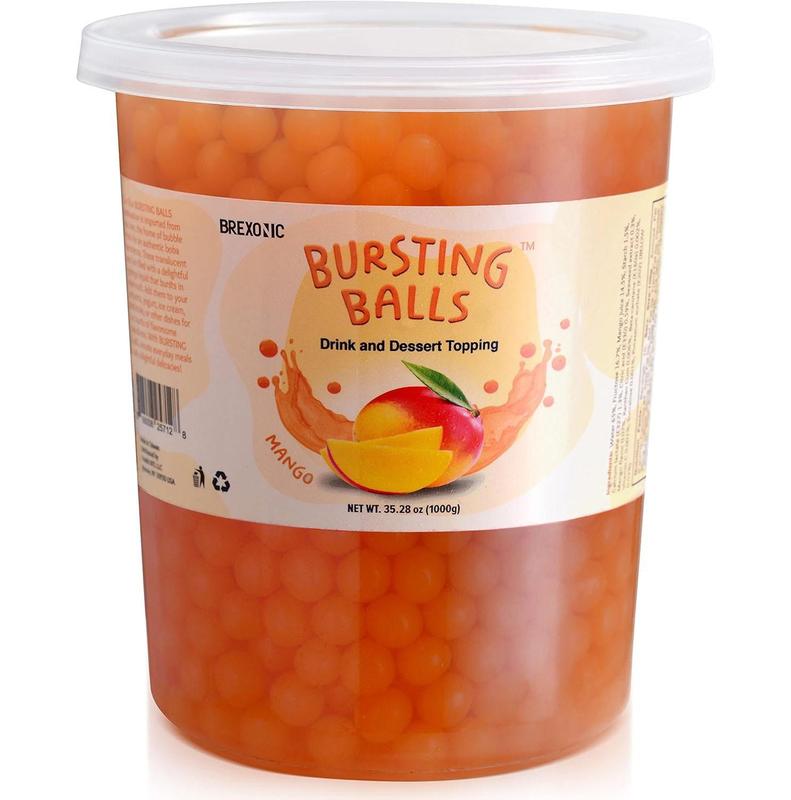 HOT!!! BREXONIC Boba Pearls Popping Bursting Boba, Tapioca Pearls For Bubble Tea (Strawberry , 2 LB 1 Pack)