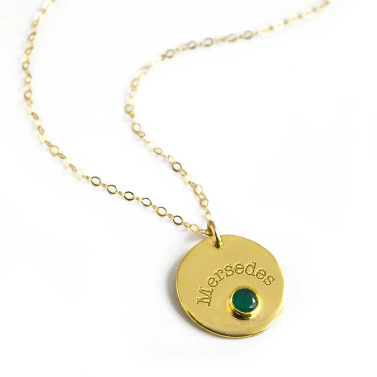 May Engraved Disk Pendant Necklace