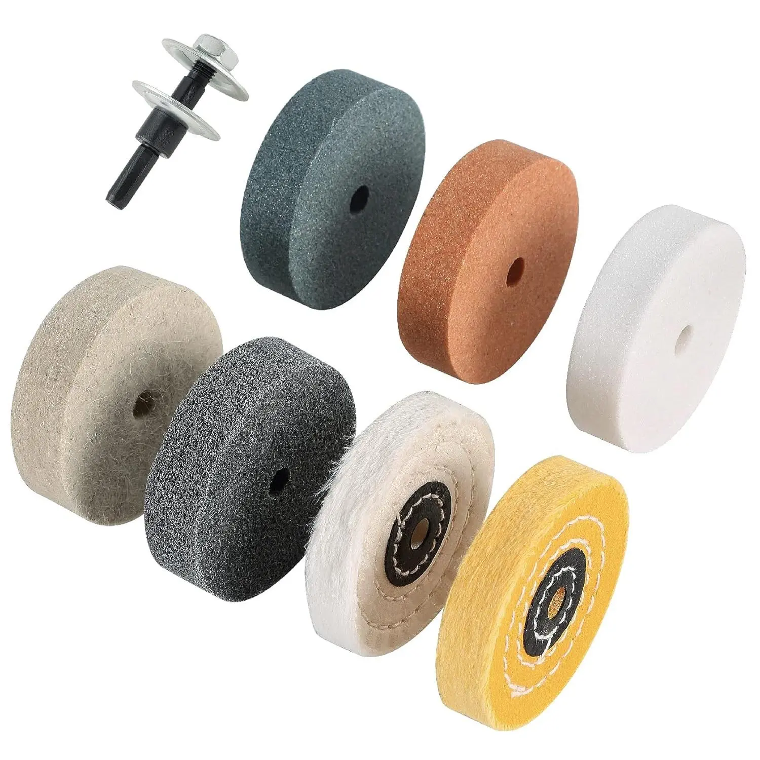 Grinding Wheel Buffing Wheels 8 Set 3 inch.for Small Polishing Machine Drills.Sharpening Polishing, Stainless.Such As Lawn Mower Blades.Christmas Gifts