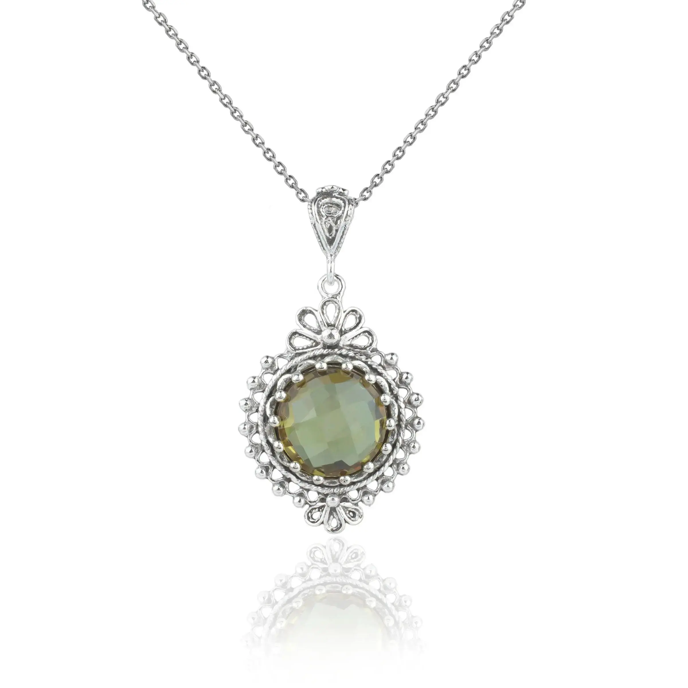 Filigree Art Alexandrite Gemstone Women Silver Boho Pendant Necklace