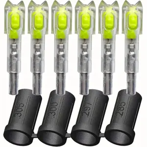 6-pack universal yellow luminous arrow tail, suitable for crossbow bolts, with sleeves. Suitable for 285/.297/.300/.305, perfect for Independence Day, Thanksgiving, Christmas, and Halloween.