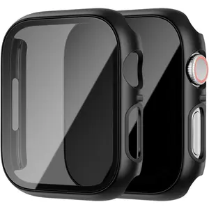 2 Pack for Apple Watch SE 2022 Series 6 5 4 SE Screen Protector Case 40mm, Unti-SPy Glass Protector Hard PC Cover Bumper for iWatch Se 6 5 4 40mm Accessories, Black/Black