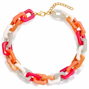 Chunky Link Chain Necklace — Blue Marble