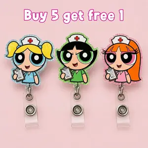 Puff girls Nurse badge reel, cute puff girls badge reel, nurse badge reel, medical assistant badge reel, ID holder, badge holder
