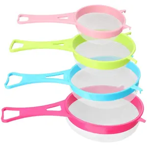 Colorful Plastic Mesh Sieve Set, Handheld Filter Net with Holes, Home Soy Milk Filter, Flour Filter, Multi-Functional Filtering Tool