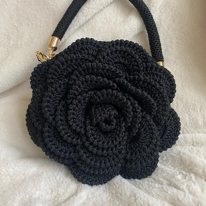 Handmade Black Rose Purse