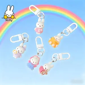 Kawaii Miffy Rabbit Keychain Cute Outfit Miffy Rabbit Keychain Cartoon Girl Heart Student Bag Best Friend Gift Accessory