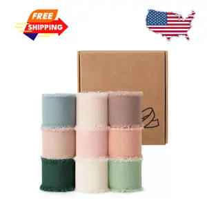 1" x 27 Yd Chiffon Silk Ribbon Mixed Color, Set 3 Yd x 9 Rolls Fringe Fabric for Wrapping Bow