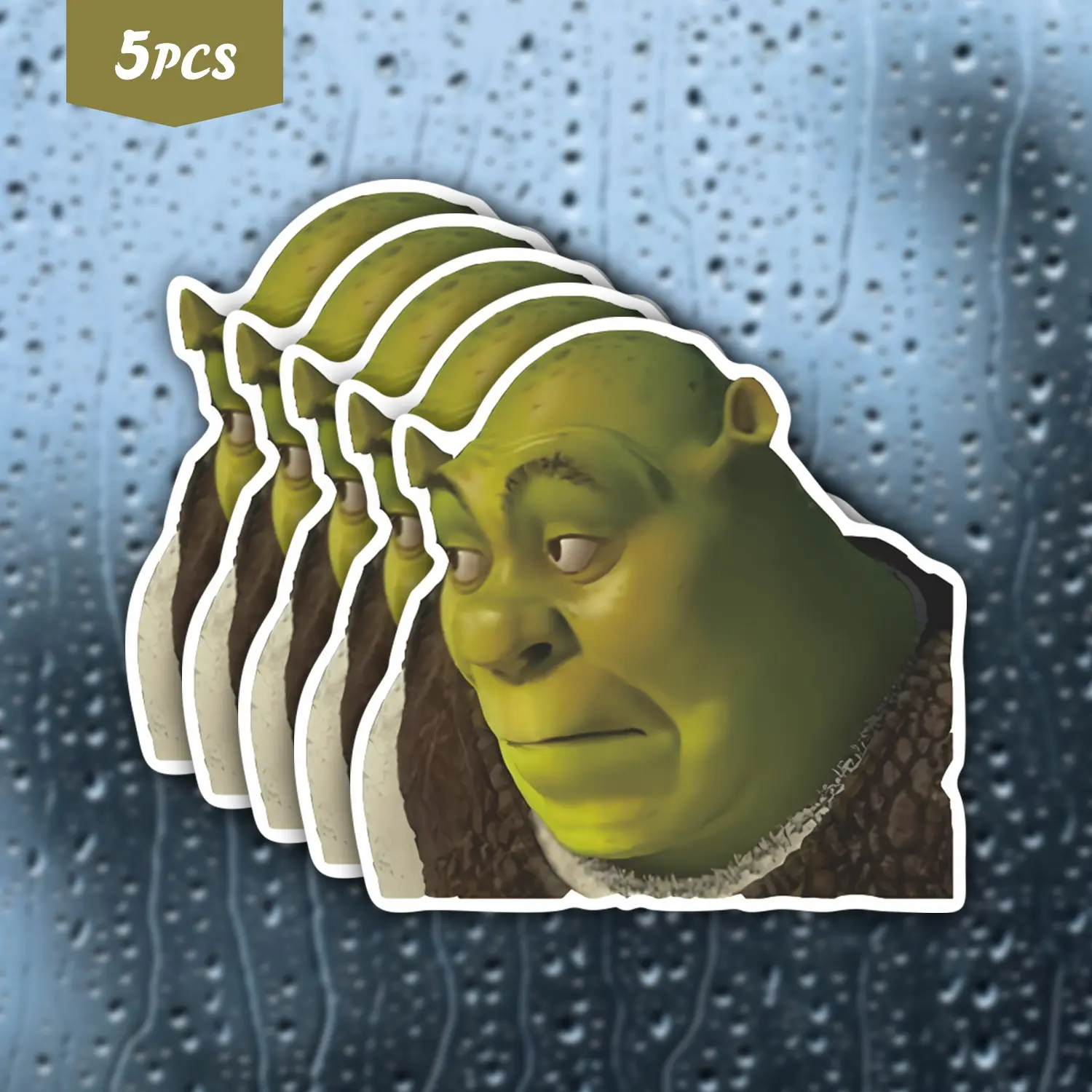 5Pcs Relatable Shrek Meme Waterproof Vinyl Sticker, Self-Adhesive Decal, Funny Car Decals, Suitable For Water Bottles, Laptops, Cars, Tablets, Ideal For Humor Fans, Sarcastic Personality Seekers And Cartoon Movie Lovers
