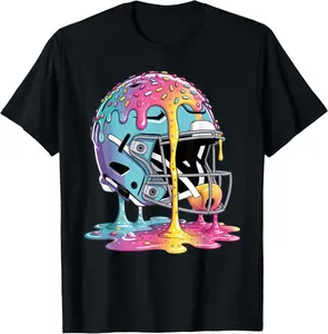 Ice Cream Drip Football Stuff Boys QB RB Lineman WR Drippy T-Shirt Cotton Fabric