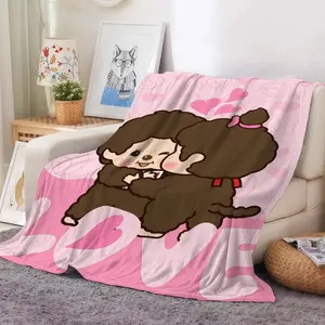 blankets,Cute Characters M-monchhichi Blanket Warm And Soft Suitable For Bedroom Living Room Sofa Bed Office Travel Camping