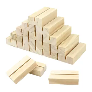 15 pcs Wood Place Card Holders Wood Table Number Stands Picture Holder Acrylic Sign Holders for Ceremony Birthday Party Home Decoration
