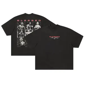 Max Holloway Blessed UFC Short-Sleeve Fitted Round Neck T-Shirt - Vintage MMA Fighter Graphic Top, Black Unisex Streetwear Clothes, Sporty Sports Tops, Casual USA-Style Fan Gift