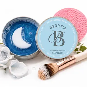 Makeup Brush Cleaner Soap with Silicone Pad, 2-in-1 Solid Cleaner for Synthetic & Natural Brushes & Sponges, Deep Cleans Waterproof Makeup,Vegan,Cruelty-Free, Gentle & Residue-Fre