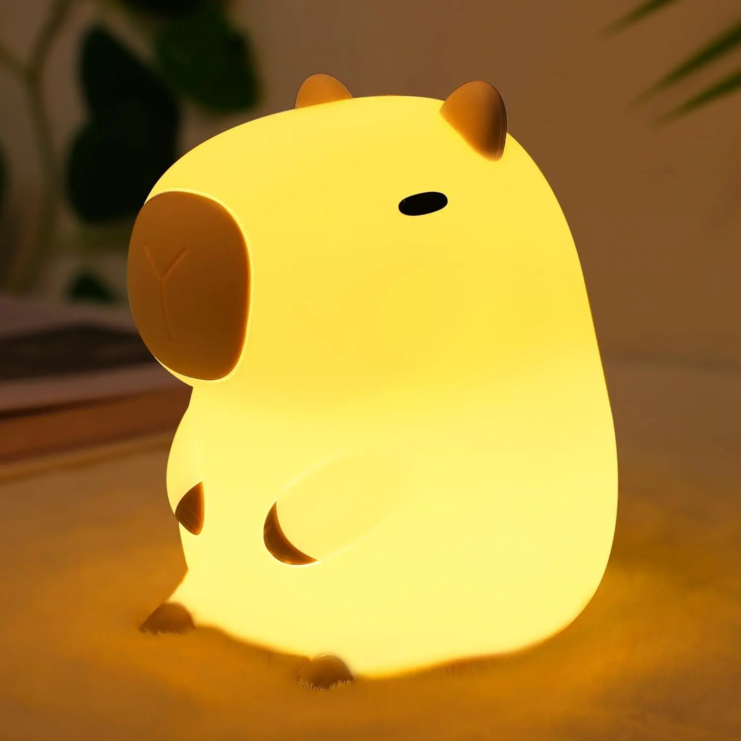 Capybara Silicone USB-Powered LED Touch Lamp - Adjustable Dimmable Indoor Ambient Nightlight, Child-Friendly Sleep Aid & All-Night Sleep Companion, Kids Bedroom Decor, Christmas Birthday Gift