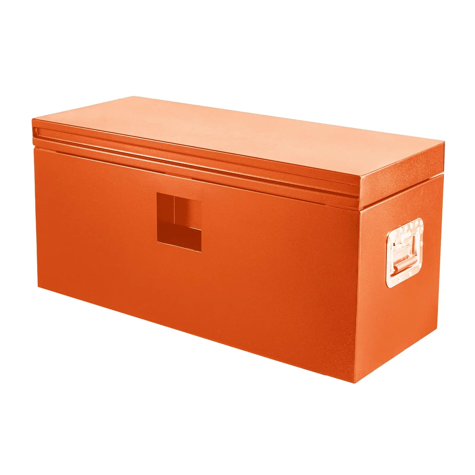 Heavy Duty Orange Steel Truck Bed Tool Box – 24" x 15" x 15" Lockable Weatherproof Storage Chest, Grooved Cover, Secure Metal Toolbox for Pickup, RV, Trailer, Contractor