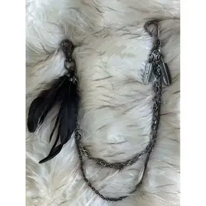 Unisex Handmade Dark Feather Pants Chain Charm - Avant-Garde Niche Fashion Accessory for Casual, Chic Occasions