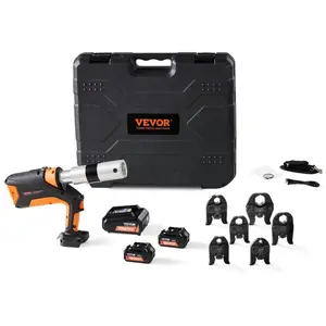 VEVOR 18V Press Tool, 32KN Electric Pipe Crimping Tool for 1/2 to 2 Copper Pipes, 360 Rotation Automatic Crimper with Brushless Motor 6 Jaws - Compatible with ProPress