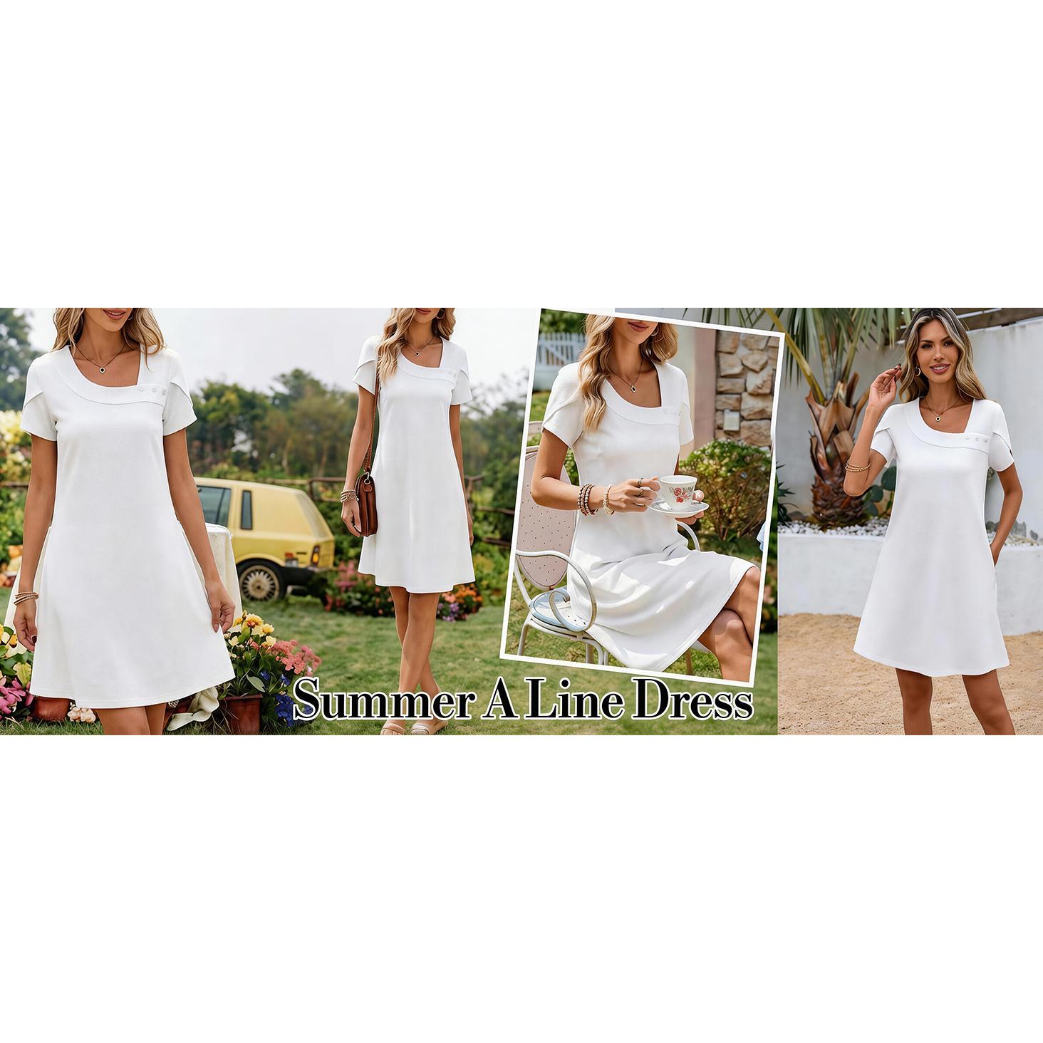 VAFFUL Women’S Elegant Shift Dress | Casual Summer Mini Dress for Women | Loose Fit Office Work Dress | Chic Everyday Outfit