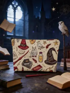 1pc Wizard Makeup Bag - Foldable & Lightweight Cosmetic Pouch with Zipper, Ideal Cute Travel Organizer, Birthday Gift