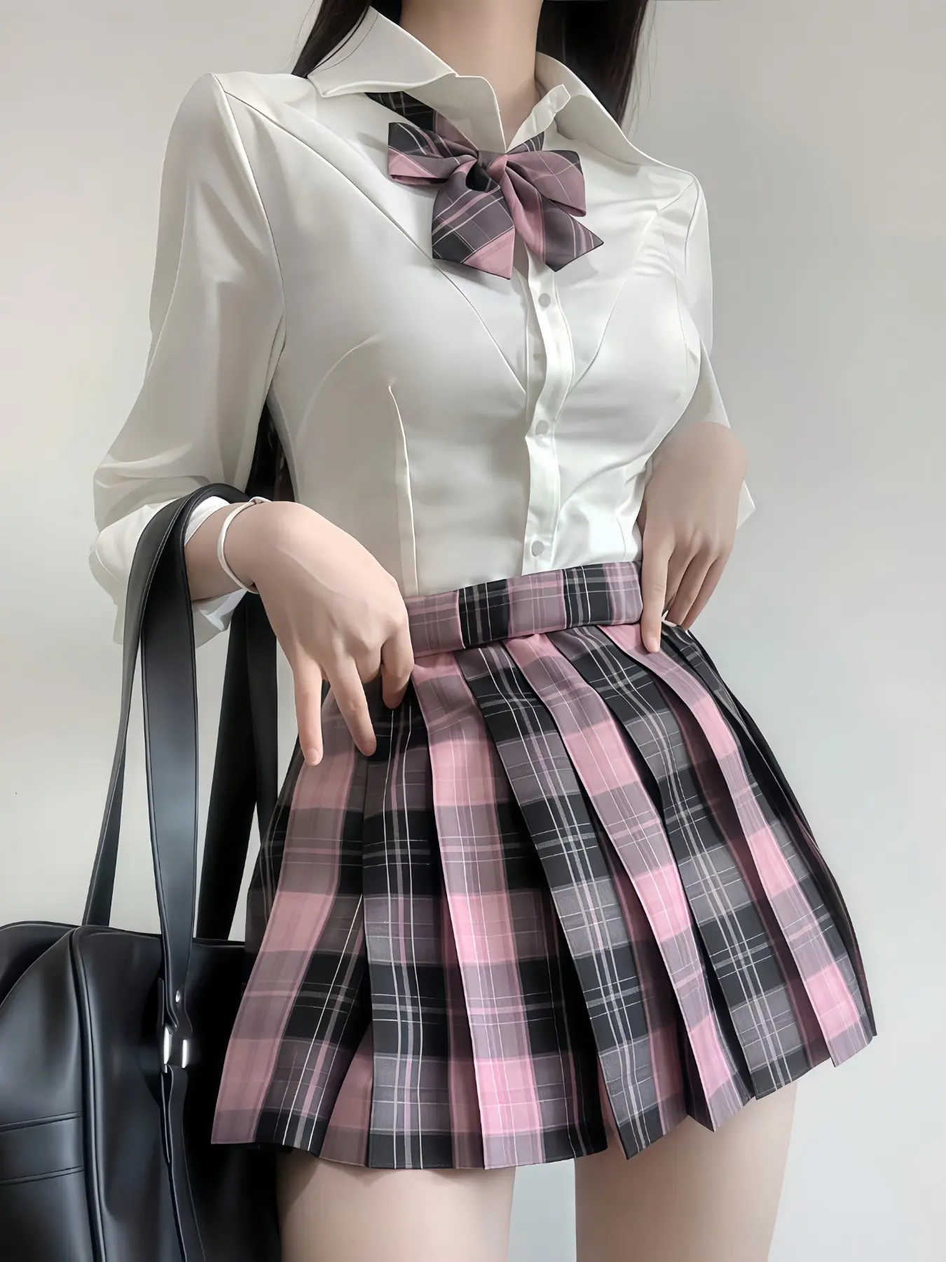 School Day Student Jk Uniform Set, Long Sleeve Shirt, Plaid Skirt, Bow Accessories, Sweet Style, Cosplay, Club Party, Campus Fashion, Costumes, Short