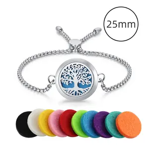 GAb Essential Oil Diffuser Bracelet Set - Stainless Steel Aromatherapy Locket with Adjustable Band, Includes Refill Pads Gift for Women and Girls