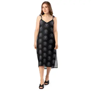 All-Seeing Eye Occult Gothic Tie Strap Midi Dress – Witchy Alt Slip Dress Gift