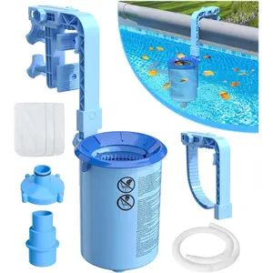 2026 Above Ground Pool Surface Skimmer Come with 3 Filter Socks, Enhanced Structure & Thickened Brackets Wall Mount Pool Skimmer, Floating Top Skimmers - Auto Skimming Water Surface Debris