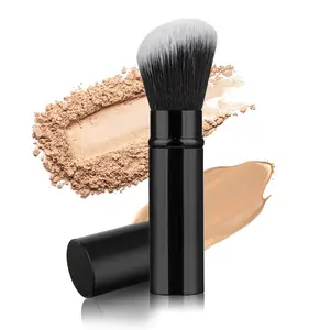 Makeup Brush, Kabuki Brush Travel Angled Blush Brush with Cover for Foundation, Powder, Bronzer, Sunscreen, Buffing, Highlighter, Eco Friendly and Portable Cosmetics Brush