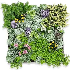 Modern Home 20" Square Vertical Hanging Artificial Succulent Wall Art - Wall Mount 3D Garden Greenery