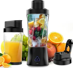 Electric Portable Blender, 360 Watt Power Blender Personal Blender for Shakes and Smoothies, 6000mAh USB Rechargeable, BPA Free 24 Oz Citrus Juicer Cup with 6 Blades and Lid Blender, Self-Cleaning Portable Juicer for Kitchen/Travel, Black