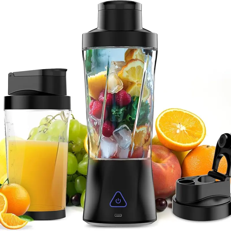 Electric Tumbler Blender - 360W Multifunctional Juicer, 24Oz BPA-Free, 6000mAh USB Rechargeable, 6-Blade Self-Cleaning Portable Blender with Lid, 22000 RPM, IPX7 Leakproof, for Pregnant Women, Kitchen/Travel, Black, Yogurt/Smoothies