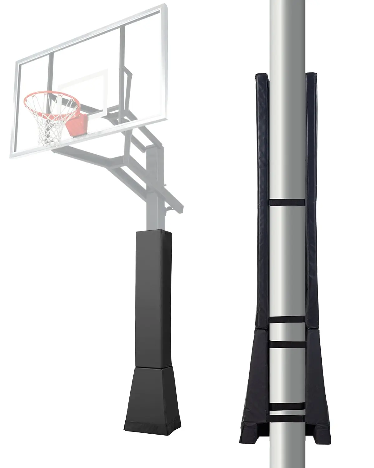 【BackToSchool】VEVOR 64" Tall Basketball Pole Pad for 7"x7" Square Poles, All-Weather Wear-Resistant Sunlight-Resistant PVC Mesh, High-Density Foam Rebound Cushion, Hook-Loop Easy Installation, Home Workout & Training Equipment for Children