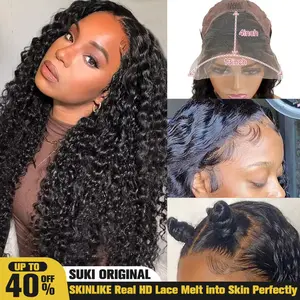 New 13x6 Glueless Drawstring Version Deep Wave 13x6 Hd Lace Frontal Wigs 200% Density Curly  Density  Lace Human Hair Wig
