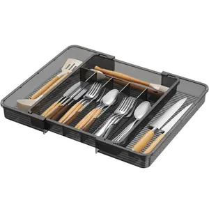 Lifewit Silverware Organizer for Kitchen Drawer, Expandable Utensil Tray for Spoons, Forks, Knives, and Adjustable Flatware Cutlery Holder Storage