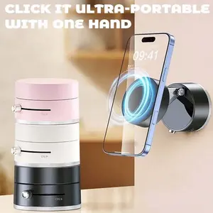 Vacuum Magnetic Car Phone Holder - Suction Cup Mount, Foldable Magnetic Stand for All Smartphones & Vehicles, Phone Suction Pad