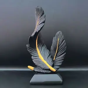 1pc Feather Art Resin Sculpture Modern Minimalist Style with Gold Accent Detail for Elegant Living Room Decor Modern Home Decoration Collectible Figurines Ideal Mother's Day Gift