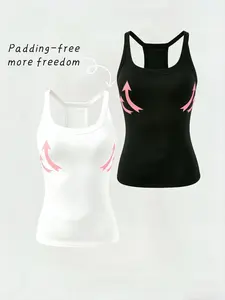 2-Pack Women's Sleeveless Tank Tops, Crossback Vest, Sporty Vest, Soft Elastic Fabric, Ideal for Casual Hiking Running Fitness, Perfect for Daily Wear, Breathable Activewear