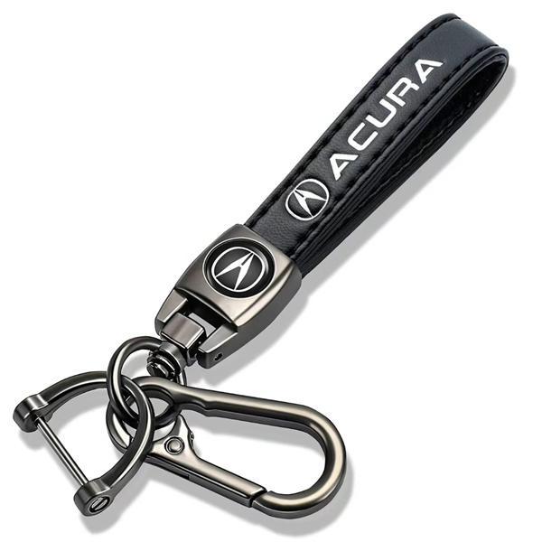 Acura Leather Keychain – Premium Key Fob Holder for RDX, MDX, TLX, ILX, Integra & All Acura Models | 360° Rotating Screw-Free Metal Car Key Strap, Heavy-Duty Leather Keychain | Automotive Gift for Men & Women