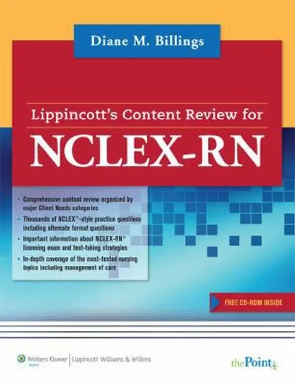 Used Nursing Exam Review Book - Lippincott's Content Review for NCLEX-RN by Diane M. Billings, English Paperback with Free Back-of-Book CD-ROM & High-Level Practice Questions