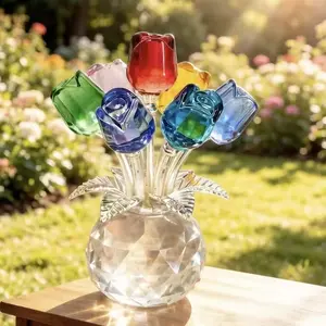 Crystal Figurine Rose Ornament High End Luxury Home Decor for Wedding Season Graduation Season Aesthetic Crystal Decor TikTok Viral