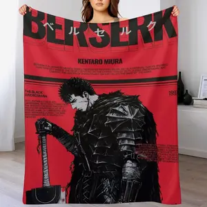 Berserk Guts Throw Blanket Anime Flannel Blanket Soft Cozy Blanket for Fans Bedroom Sofa Couch