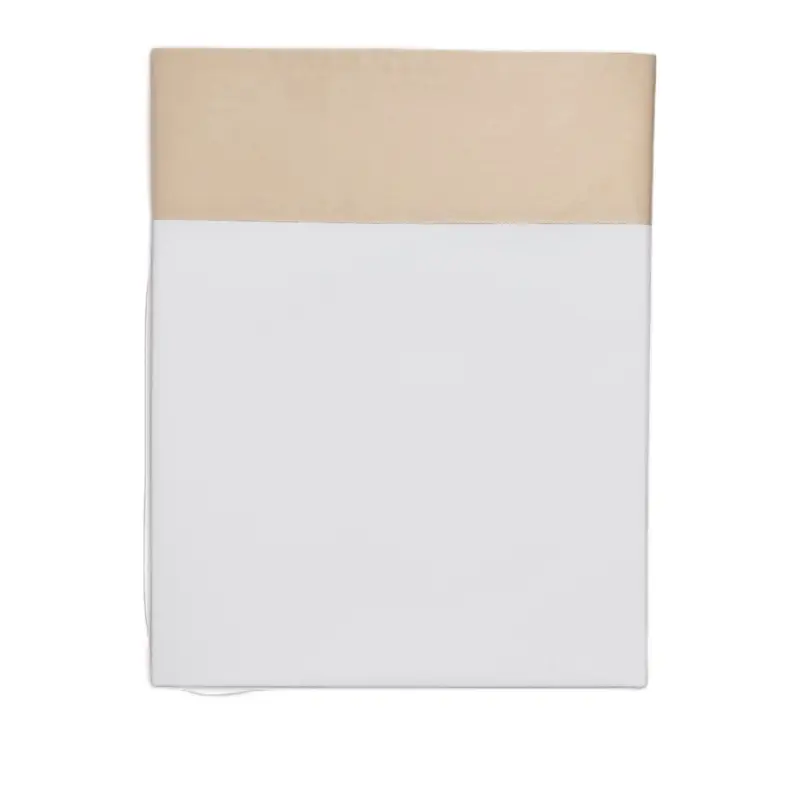 Hudson Park Collection Italian Cuff Flat Sheet, King. Color: White & Champagne
