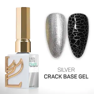 LAVIS Silver Crack Gel Base - 0.5 oz for Textured Nail Art Effect